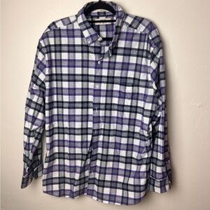 Hawker Rye casual button up shirt purple plaid soft XXL short